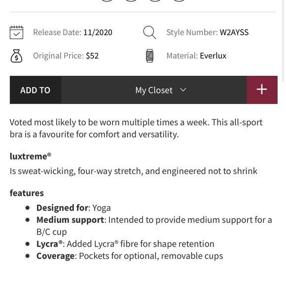 Lululemon Energy Bra Medium Support B-D Cup Kaleidoscope Pink Multi Size 4 - Picture 4 of 4